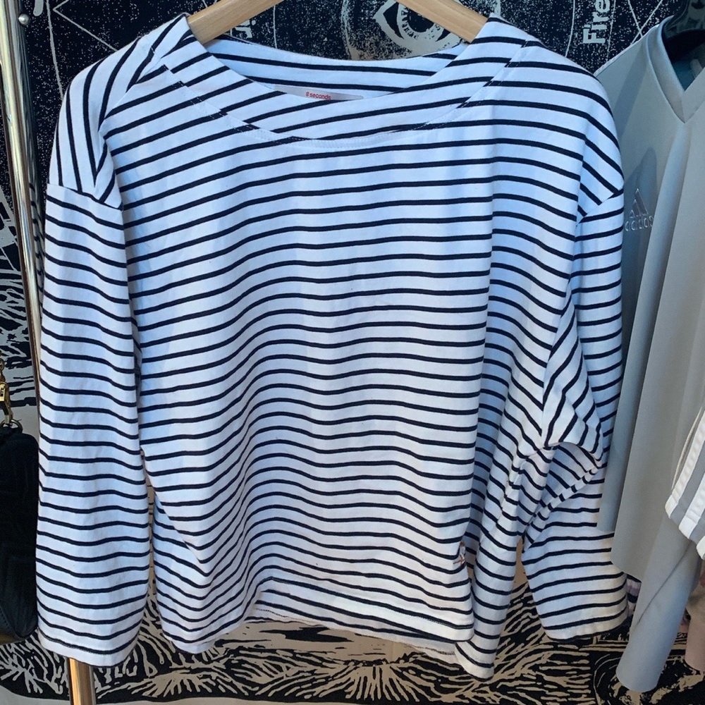 Korean brand 8 seconds striped long sleeve shirt